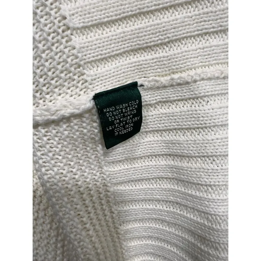 Vtg Lauren Jeans Co RL Open‎ Knit Linen Blend Cardigan Vest Size L Ivory